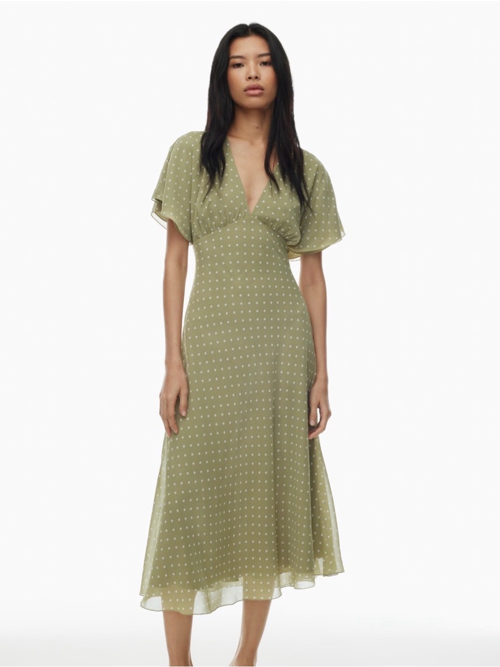 Aritzia Terrace Dress -Women’s Sage Green Polka Dot Maxi Dress - Picture 1 of 5